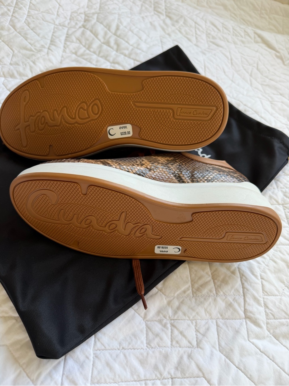 Women's Brown Snake-Print Low-Top Lace-Up Sneakers - Picture 5 of 7